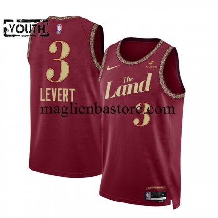 Maglia NBA Cleveland Cavaliers Caris LeVert 3 2023-2024 Nike City Edition Rosso Swingman - Bambino